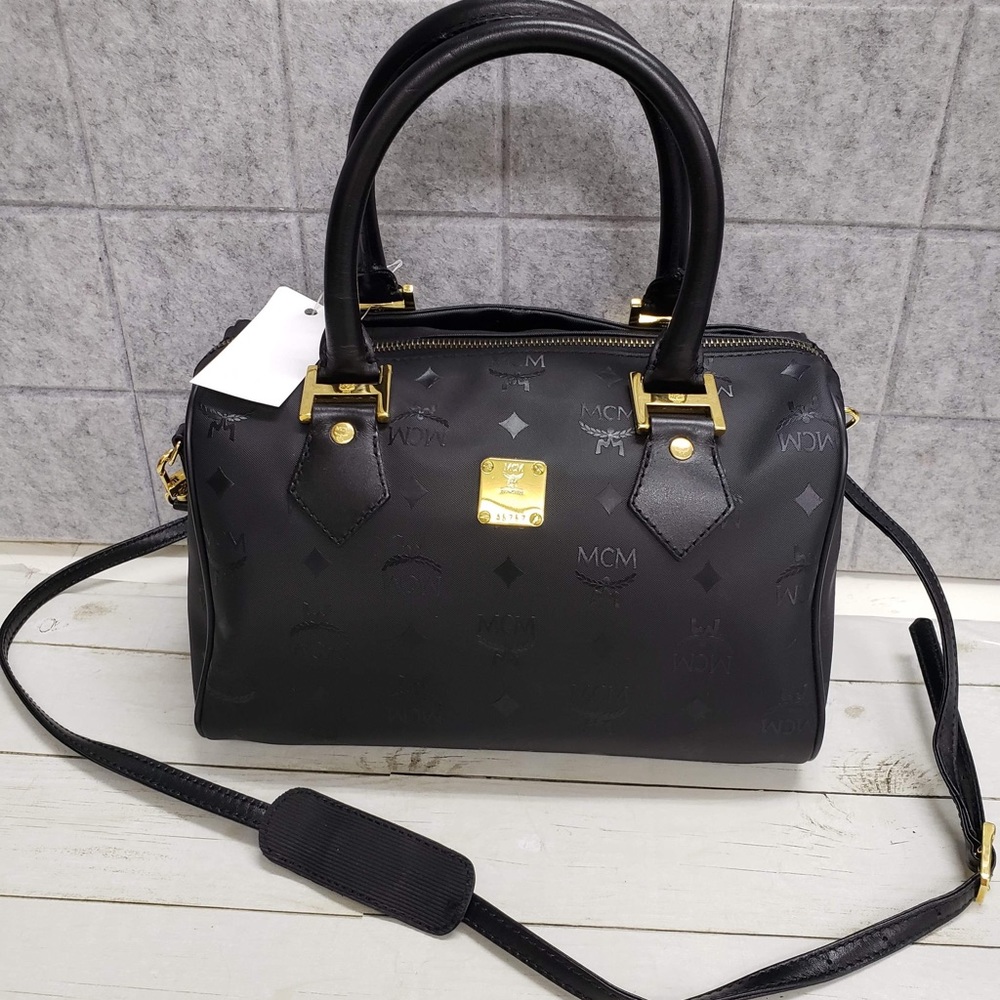 MCM 2 way nylon leather bag